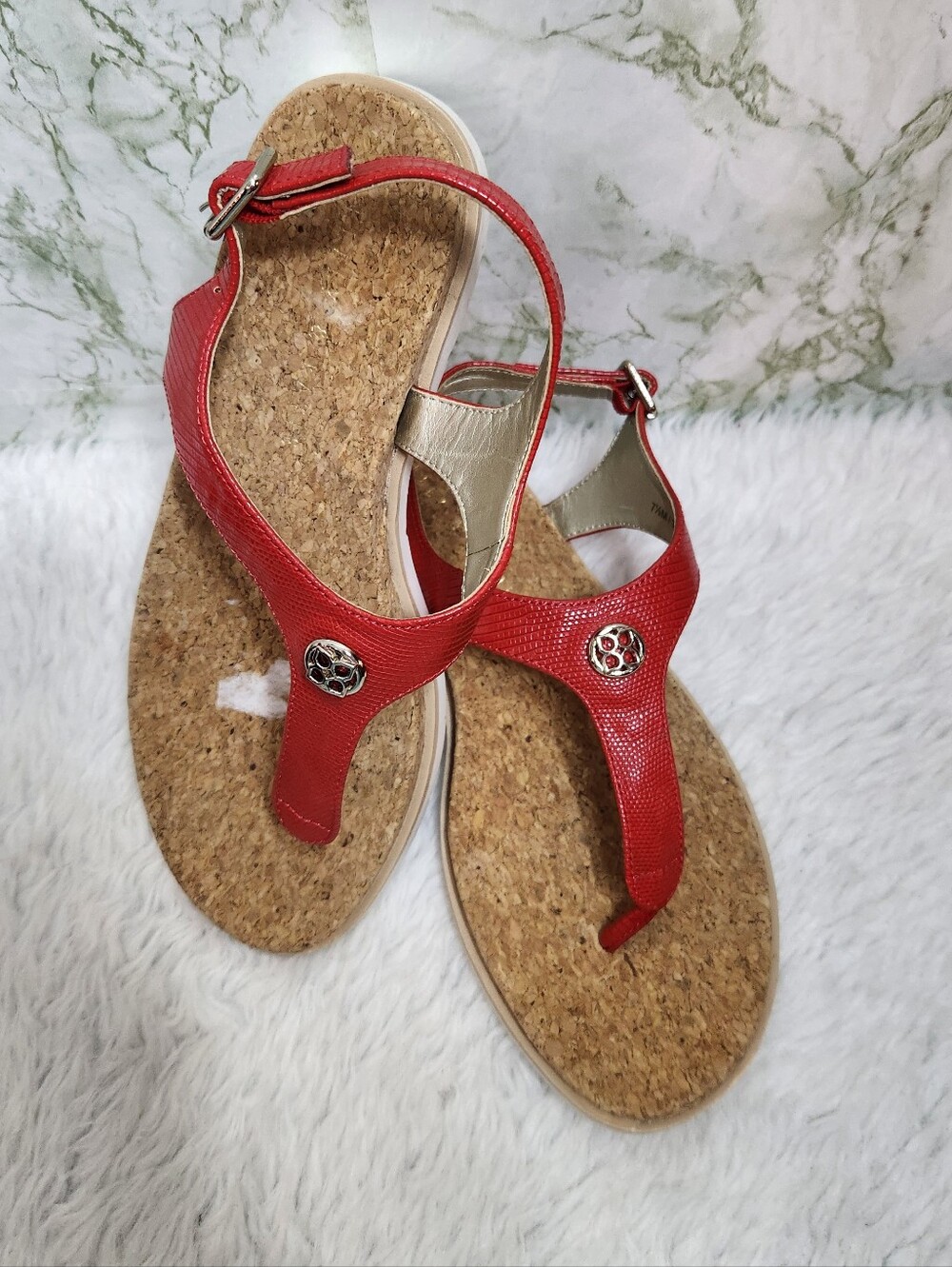 KELLY & KATIE Adorable Red Cork Bottom Sandals